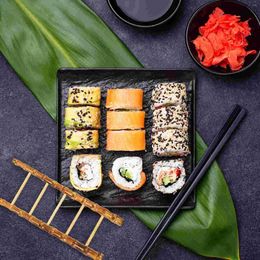 Plates Bamboo Ladder Sashimi Arrangement Bar Decor Artificial Ornaments Sushi Dish The Substitute Making Tray Miniature