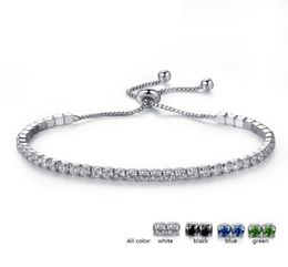 18K White Gold Plated Cubic Zircon Cluster Adjustable Box Chain Tennis Bracelets Fashion Womens Jewellery Bijoux for Party1852592