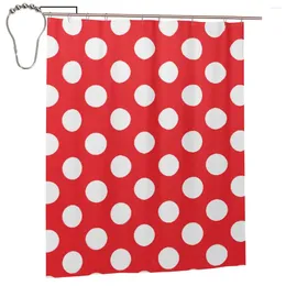 Shower Curtains Red And White Dot Curtain For Bathroon Personalized Funny Bath Set With Iron Hooks Home Decor Gift 60x72in