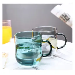 Wine Glasses Colorful Coffee Mug Heat Resistant Colored Glass With Handles Nordic Modern Home Milk Tazas Breakfast Mugs Drinkware