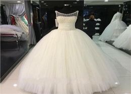 Scoop Bridal Gowns Illusion Neck Floor Length Real Pictures Spring Princess Ball Gown Wedding Dress with Bling Bling Crystals2012901