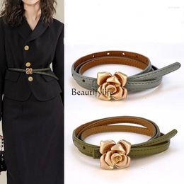 Decorative Figurines Genuine Leather Rose Women's Waist Belt Slimming Cowhide Pants Dress Sweater Seal