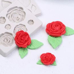 Baking Moulds 3D Rose Flower Silicone Valentine's Day Fondant Chocolate Mould Cake Decor Sugarcraft Mold