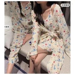 Women's Sleepwear Gauze Princess Home Comfortable Simple Japanese Nightgown Pyjamas Set 2-piece Cotton
