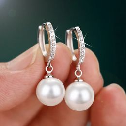 LByzHan Pearl Earrings Genuine Natural Freshwater 925 Sterling Silver Jewellery For Wemon Wedding Gift 240403
