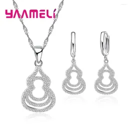 Necklace Earrings Set Arrivals Gourd 925 Sterling Silver White Cubic Zirconia And For Women Bijoux