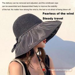 Berets Lightweight Fisherman Hat Stylish Sun Protection For Women Wide Brim Anti-uv Sunhat With Fixed Strap Foldable Travel