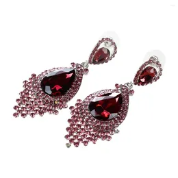 Storage Bags Fashion Women Wedding Jewelry Austrian Crystal Long Drop Large Bride Earrings For Big Red 1#