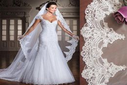 WhiteIvory 3M Cathedral Length Lace Edge Long Bridal Head Veil With Comb Wedding Accessories velos de novia8311435