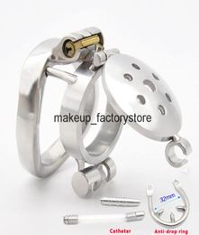 Massage New Stainless Steel Chastity Cage Metal Bondage Cock Cage With Urethral Dilator Catheter Stainless And Antidrop Ring Peni3997285