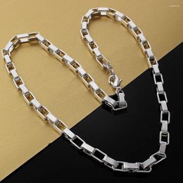 Chains 925 Sterling Silver 18 Inch 5MM Long Checkered Box Chain Necklace For Men Women Fashion Party Gifts Wedding Jewelry