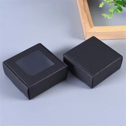10pcs square white/kraft/black window packaging boxes, various sizes, wedding party gifts, handmade soap chocolate flat boxes