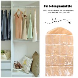 Storage Boxes 16 Pockets Hanging Socks Bag Foldable Clear Bra Underwear Moisture-proof Dustproof For Door Cabinet