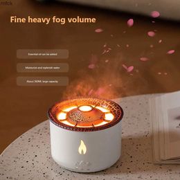 Humidifiers New Flame Air Humidifier Jellyfish Electric Aroma Diffuser Lava Volcano Design Flame Effect Air Diffuser Mist Maker Machine