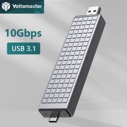 Enclosure Yottamaster Dual Protocols M.2 SATA NVME Enclosure USB A Type C SSD External Case HD Hard Drive Cover M2 Gen2 Storage Box for PC