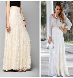 white cotton long lace skirt Summer Beach Wedding Skirt Retro Wedding Look 223M4537161