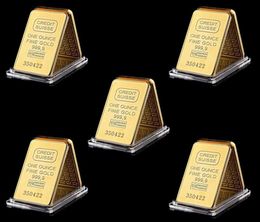 5PCS 24K Arts and Crafts Gold Plated One Ounce Fine 9999 Magnetic Credit Suisse Bullion With Different Numbers1901360