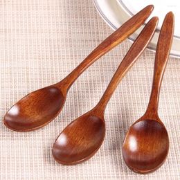 Spoons 1PC 18cm Wooden Spoon Soup Natural Environmental Tableware Honey Coffee Cooking Tools Kitchen Gadgets