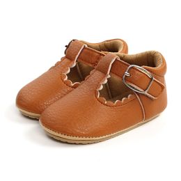 0-18M Infants Girl Anti Slip Shoes PU Leather Soft Toddler Crib Crawl Shoes Moccasins Rubber Sole Frist Walkers Kids Sneakers