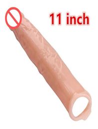 11 inch Huge Penis Extender Enlargement Reusable Penis Sleeve Sex Toys For Men Penis Girth Enhancer Relax Toy Gift258u7625351