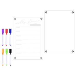 Three-dimensional Magnetic Acrylic Weekly Plan Note Message Board Erasable DIY Refrigerator Calendar for Fridge Planner