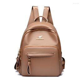 School Bags High Quality Leather Backpacks For Women Casual Knapsack Large Capacity Packs Backpack College Students Travel Bag