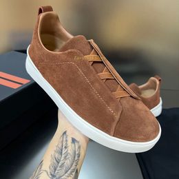 Designer luxury shoes sneakers mens trainers casual flat mules triple s outing sneaker for men cross bands elastic low-tops cowhide suede real leather with box 38-44