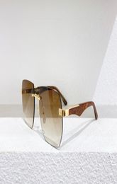 Rimless Sunglasses Gold MetalBrown Gradient Lens 61mm Sonnenbrille Men Sun Glasses UV400 Protection Eyewear with Box3009495