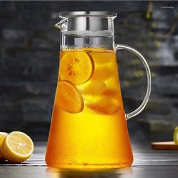 Water Bottles Jug Transparent Heat-Resistant Glass Cold Kettle And Cups Pot With Handle Large Capacity Office Household