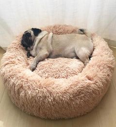 L 70cm Long Plush Super Soft Pet Bed Kennel Dog Round Cat Winter Warm Sleeping Bag Puppy Cushion Mat Portable Cat Supplies3085904