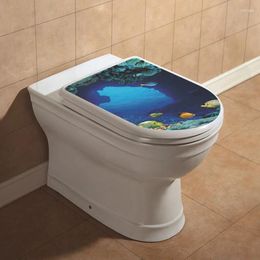 Window Stickers Pattern Toilet Lid Sticker Sea World/Flower Waterproof Seat Cover Bathroom Decor J2Y