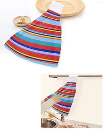 Towel Mexico Colorful Stripes Hand Towels Home Kitchen Bathroom Hanging Dishcloths Loops Quick Dry Soft Absorbent