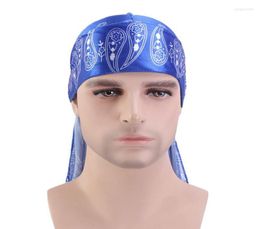 Scarves Men Durag Printing Design Silky Durags Long Headwear Head Scarf Doo RagScarves1942164