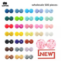 Silicone Bead Wholesale 500pcs/lot Silicone Beads 12mm 15mm Round Shape Baby Teether Silicone BPA Free DIY Teething Accessory 240403