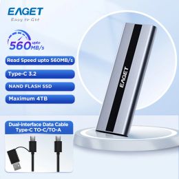 Drives EAGET External SSD 1tb 2tb Portable SSD 512GB USB 3.2 Type C Hard Drive M.2 SATA Solid State Disc For PS5 Laptop Game Drone