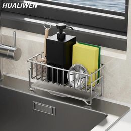 Kitchen Storage Stainless Steel Rack Sink Drain Sponge Organizer Hanging Soap Drainer Shelf Basket Accessories