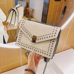 Bag Top Quality Pu Leather Shoulder For Women 2024 Summer Stone Pattern Messenger Female Chain Rivet Lock Crossbody Bags