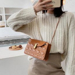 Bag Lattice Pattern Shoulder Bags For Women 2024 Pu Leather Underarm Female Chain Small Square Lock Purses Sac Femme