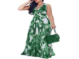 Summer Dress Ropa Mujer Vestidos De Fiesta Noche Maxi Plus Size Vneck Abbigliamento Sling Donna Printing 154099452