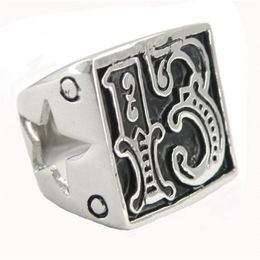 FANSSTEEL stainless steel vintage mens or wemens Jewellery SIGNET lucky EVIL 13 cutout star BIKER RING number RING 10W3331361120043