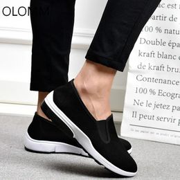 Casual Shoes Cloth Pure Black Cotton Mens Driver Work Sneakers Men Zapatos De Hombre Sneaker Comfortable Lightweight