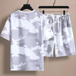Men's Tracksuits Men 2-piece Sportswear Set Camouflage Print Casual Outfit With O-neck T-shirt For Active