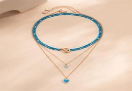 Multilayer blue love pendant necklace bracelet Gradual change designer jewelry bracelets ring Womens mens couple fashion gold sil8109212