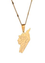 Stainless Steel Syria Map Flag Pendant Necklaces Fashion Syrians Map Chain Jewelry2778727
