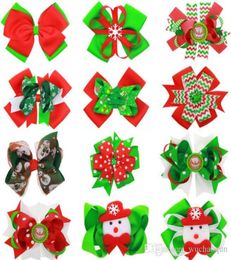 Christmas Bows Children Hair Bows with Clips Boutique Santa Hairbows Xmas Party Hair Accessories for Toddler and Baby Snowman BY056279106