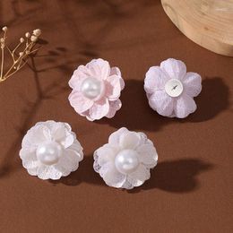 Stud Earrings Korean Fashion Lace Flower For Women Girls Elegant Imitation Pearl Earring Romantic Outdoor Travel Beach Boho Jewelry