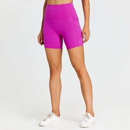 Quick Dry Breathable Yoga Shorts with Pockets Running Fitness Sports Cycling Pants High Waist Tight Biker Shorts