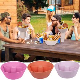 Plates Silicone Snack Tray With 2 Compartments User-Friendly High-Temperature Resistant Easy To Clean Bowl