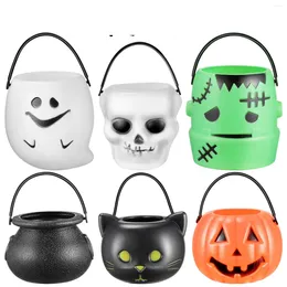 Plates Portable Pumpkin Bucket White Decor Candy Pots Holder Halloween Party Supplies Favours Home Utensils For Hospitality