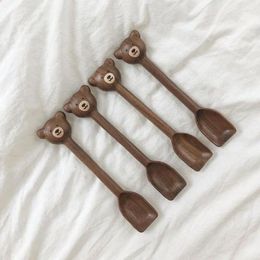 Spoons Wood Material Coffee Spoon Handmade Honey Scoops And Jam Bear Tableware Wooden Kitchen Accessories